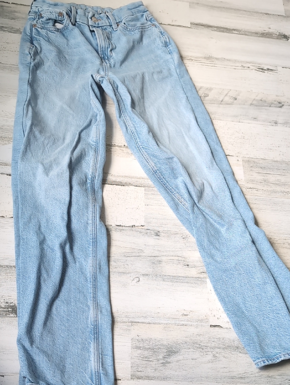 American Eagle Outfitters Pale Blue Straight-Leg Jeans